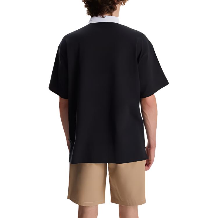 Converse Polo Shirts Men's Black Polo Collar Moderate Straight Fit 10025229-A01