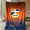 Luton Town Custom Name Text Flannel Blanket Soccer Logo Personalized Fleece Throw Blanket Special Gift For Sofa Bedroom Home