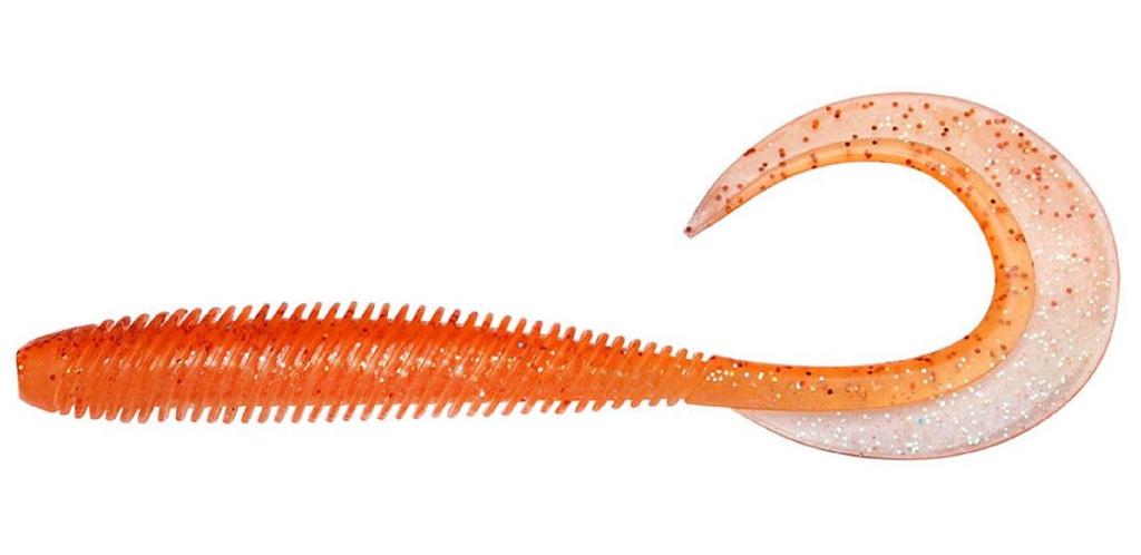 Megabass Мягкая приманка Kemuri Curly 3,5 дюйма, прозрачная, оранжевая, радужная, F (0392)