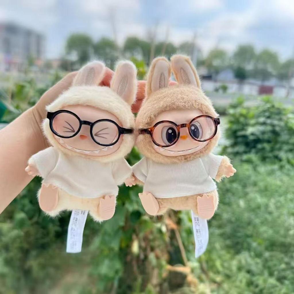Кукла Labubu Cotton в солнцезащитных очках - аксессуар для фигурки высотой 10 см, разноцветные очки, круглое зеркальце для маленьких кукол.