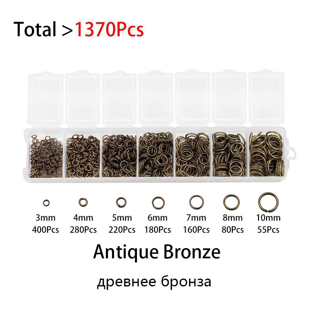 420 шт./Коробка Наборы для изготовления бижутерии Цепочки для ожерелий Крючки для сережек Штырьки с головкой Соединительные кольца Застежка-карабин Набор фурнитуры для DIY-бижутерии
