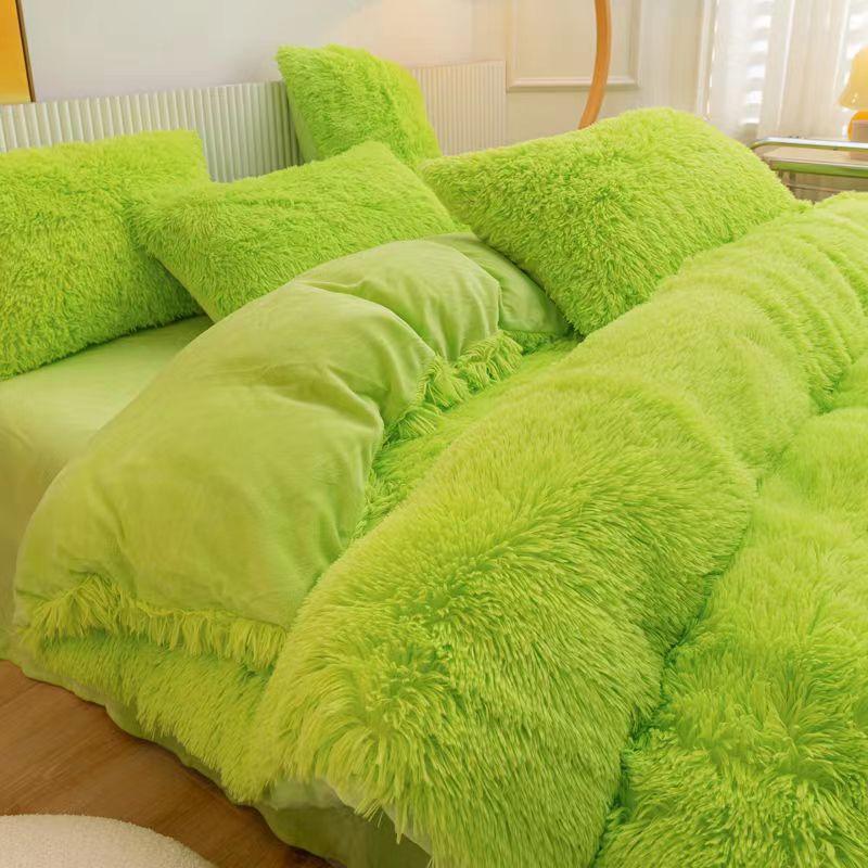 Размер King Size/Queen Size/Twin Size Зимняя юбка-кровать Пододеяльник Наволочка Комплект из четырех предметов Утолщение Теплая спальня Простое постельное белье Высококачественное зимнее белье