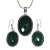 Onyx Green Pendant Set Earrings Jewelry Gemstone Handmade Ethnic