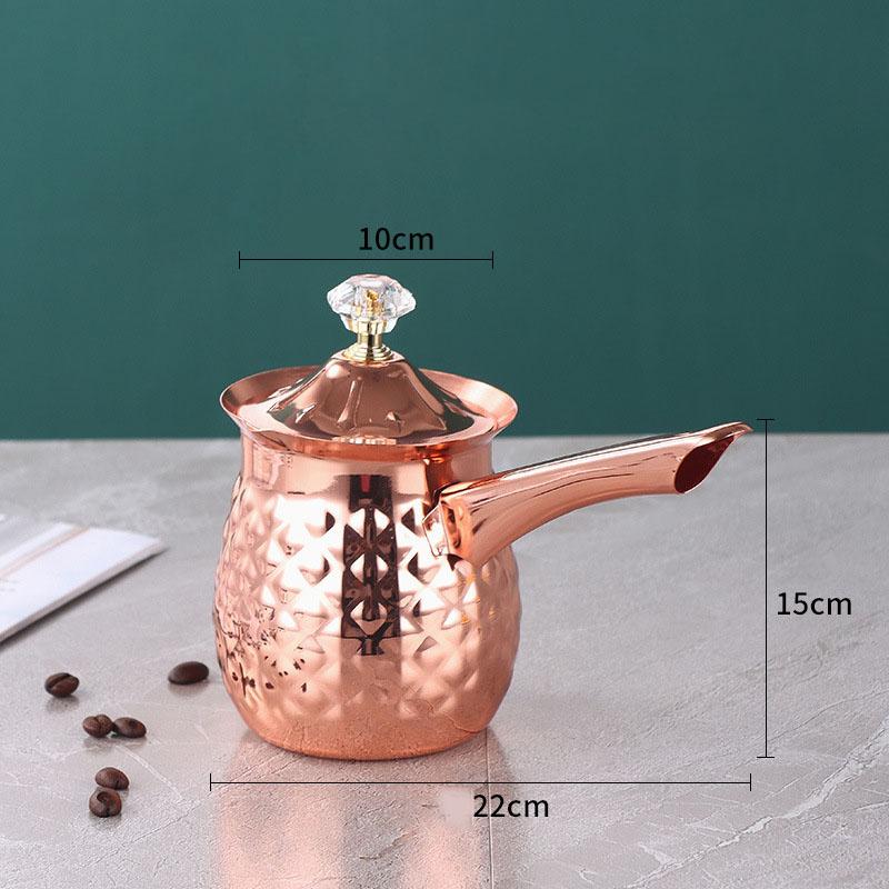Турецкий кофейник 200 мл с крышкой, из нержавеющей стали, ручная заварка эспрессо, горячее масло, сахарница, для плиты для горячего вина, теплого чая с молоком