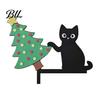 Unique Door Frame Decoration Wooden Cartoon Cat Pendant, Cute Black Corner Funny Topper Decoration, Decorative Wall Sticker for Photo Frames