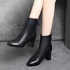 Fashion Split Toe Boots Women Chunky Round High Heels Women Leather Botas Mujer 2024 New Brand Design Winter Shoes Women56gh