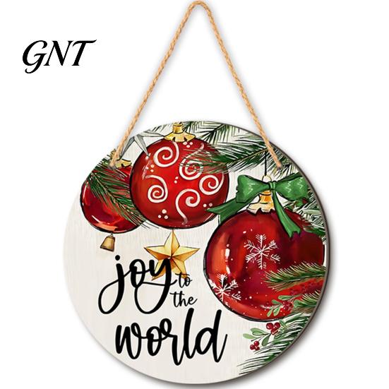 Front Entrance Decoration Wooden Christmas Welcome Sign, Animal Round Hanging Door Decor, Pet Theme Farmhouse Ornament for Window Garden Holiday Decor
