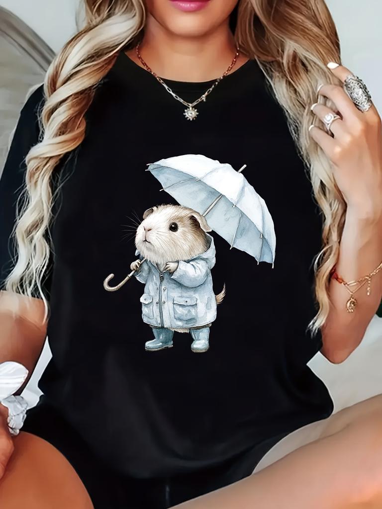 Cute Hamster in Raincoat Umbrella T-shirt