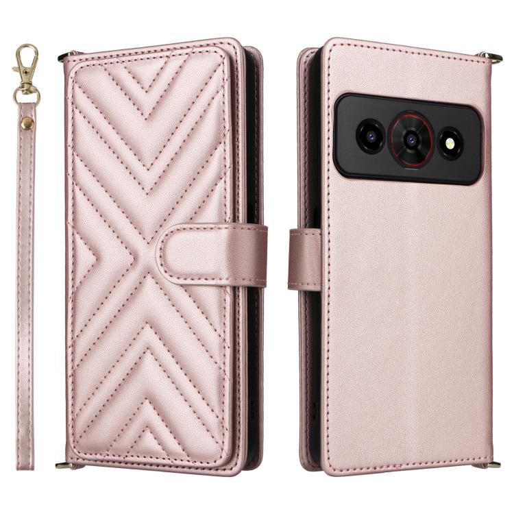 Multifunctional 6-Card Slots Leather Phone Case with Wrist Strap