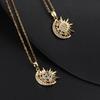 New Ethnic Style Micro-paved Zircon Solar Geometric Necklace Pendant Clavicle Chain Inlaid