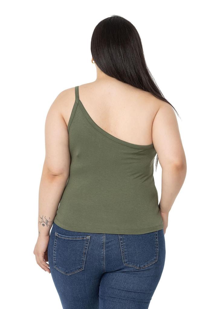 Женский стиль Боди большого размера Плюс размер на одно плечо Вискозное боди черного цвета с низким вырезом