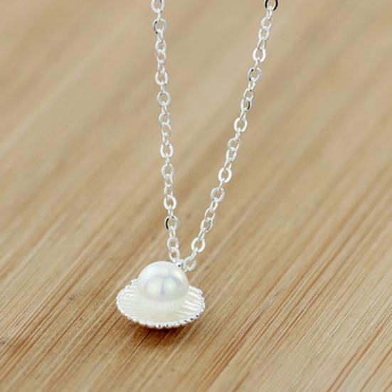 Ожерелье из искусственного жемчуга Элегантное ожерелье с подвеской в ​​форме ракушки для свиданий