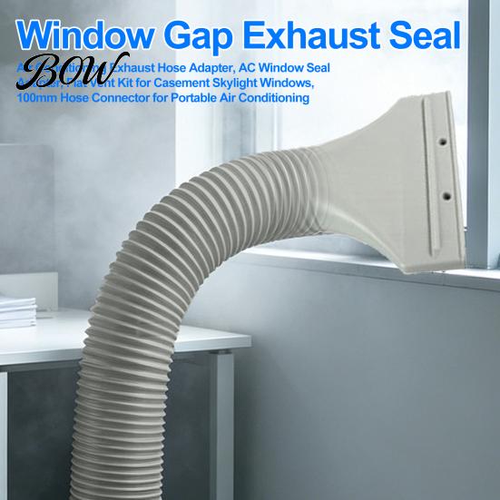 Top-hung Window Exhaust Adapter Air Conditioning Hose Adapter, AC Seal Flat Vent Kit Base for Casement Skylight Windows, 100mm Connector Portable