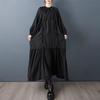 Винтажное черное платье больших размеров с длинным рукавом, новинка, для женщин, повседневное свободное весенне-осеннее платье