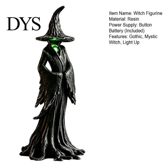 Коллекция Dark Fantasy Арт Хэллоуинская Статуэтка Ведьмы, Светящаяся Светодиодная Готическая Фигурка из Смолы, Светящаяся Статуэтка Загадочная Скульптура для Рабочего Стола Книжной Полки