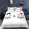Черно-белый комплект постельного белья Queen King Full Mr and Mrs Романтический комплект постельного белья для влюбленной пары из полиэстера