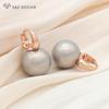 Fashion Round Simulated-pearl Drop Earrings For Women Girl Elegant Wedding Party Jewelry Rose Gold Color Stylish Eardrop Fine Gift