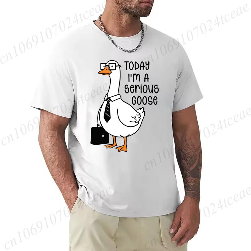 Summer Men's Tee T-shirt with Today I'm A Serious Goose Print T-Shirts Clothing Funny Sarcastic Tops Tees Daily Weekend Gifting