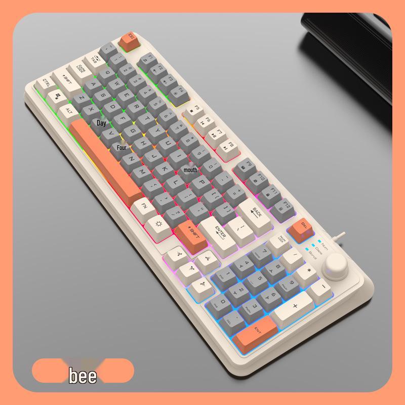 Xuanyinhu K82 Трехцветная Светящаяся Проводная Игровая Клавиатура - Механическое Ощущение, Настольный Аксессуар