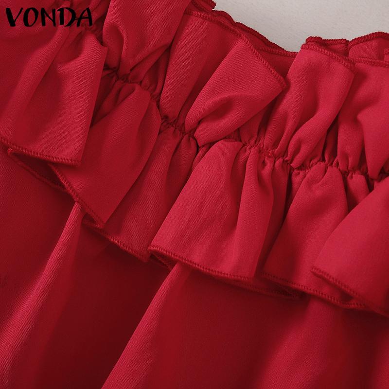 VONDA Женские летние блузки Bubble с короткими рукавами и оборками на открытых плечах