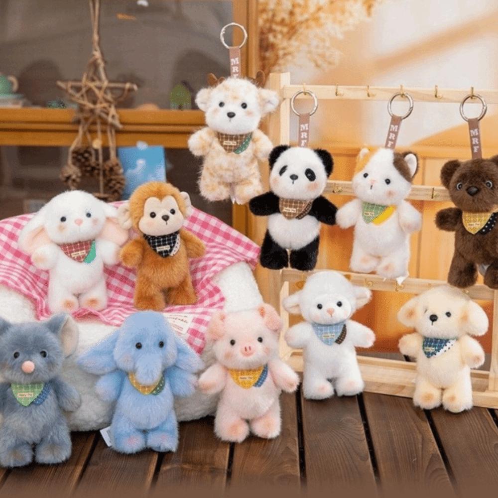 Furry Plush Animal Pendant PP Cotton Plush Backpack Pendant Stuffed Doll Keyring Boy Girl Gift