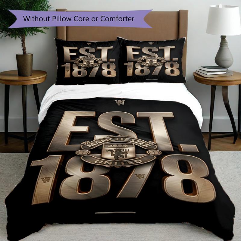 3pcs Duvet Cover Set (1*Duvet Cover + 2*Pillowcase, Without Core),Football team Print Bedding Set, Bedroom Decor, All‑Season, Birthday Gift