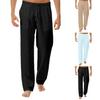Yoga Pants Drawstring Mid Rise Men Solid Color Wide Leg Trousers Slacks for Sports