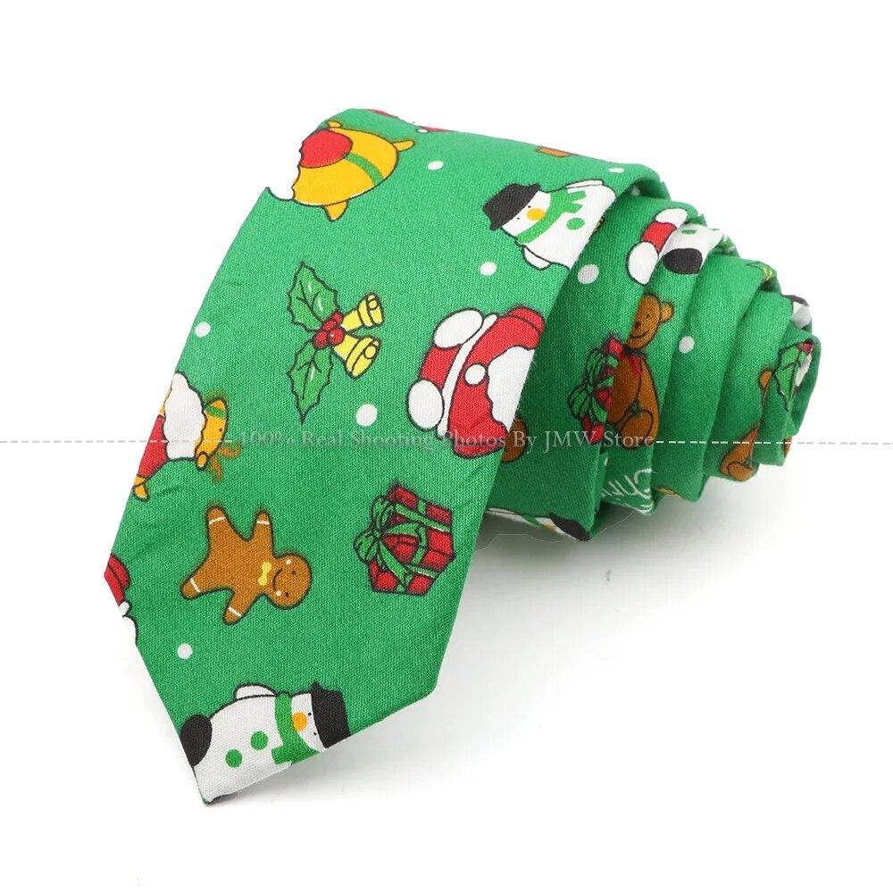 New, Cotton, Christmas, 6cm Tie, Red, Blue, Green Necktie, Santa Claus Snowflake,Neck Tie Festival,