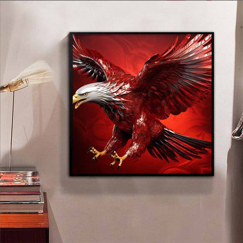 New Arrival 5D DIY Full Circle Diamond Painting "Red Flying Eagle" Embroidery Cross Stitch Home Decor Gift