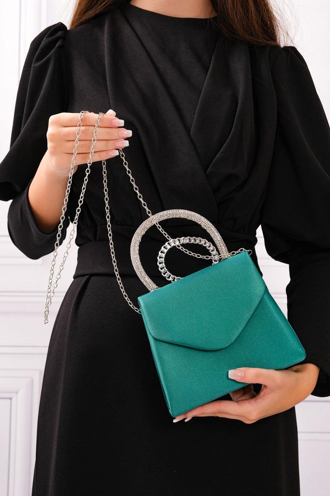 Women's Stylish and Useful Evening Dress Bag Women's Nude Satin Evening Dress Shoulder Bag with Stone Holding Detail