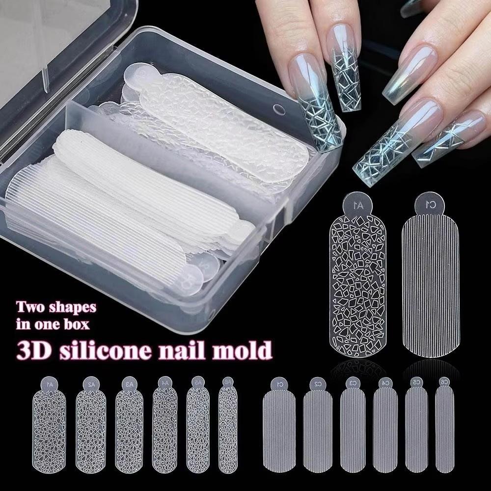 24PCS Snowflake Silicone Nail Sticker Quick Carving Leopard 3D French Nail Stamping Tool Universal Size Nail Crystals Molds
