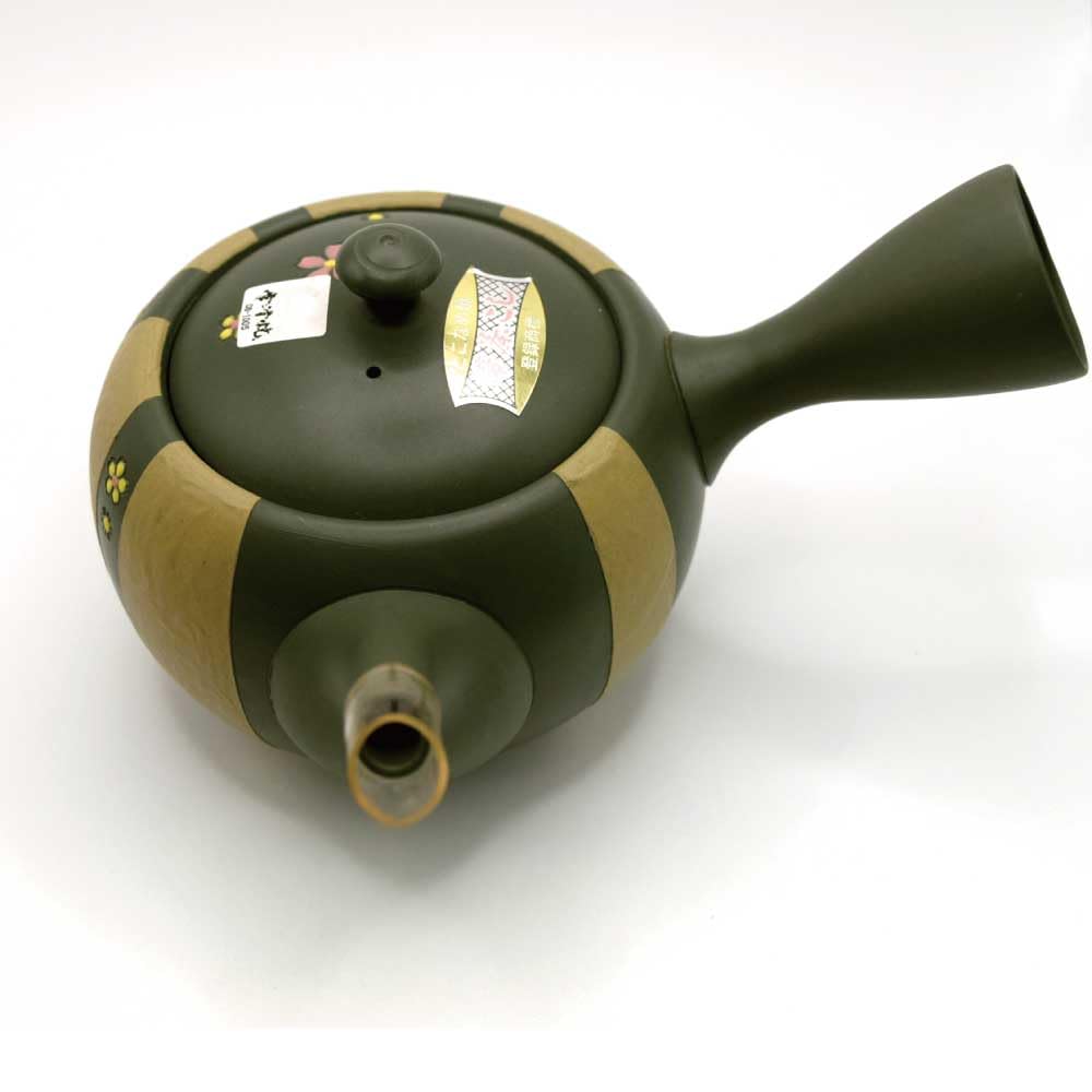 Tokoname Ware Teapot with and Cherry Blossom Made In with Stainless Steel Mesh and Tea by Genzo Shinohara Teapot for Delicious Tea Obi-meshi (Sash)