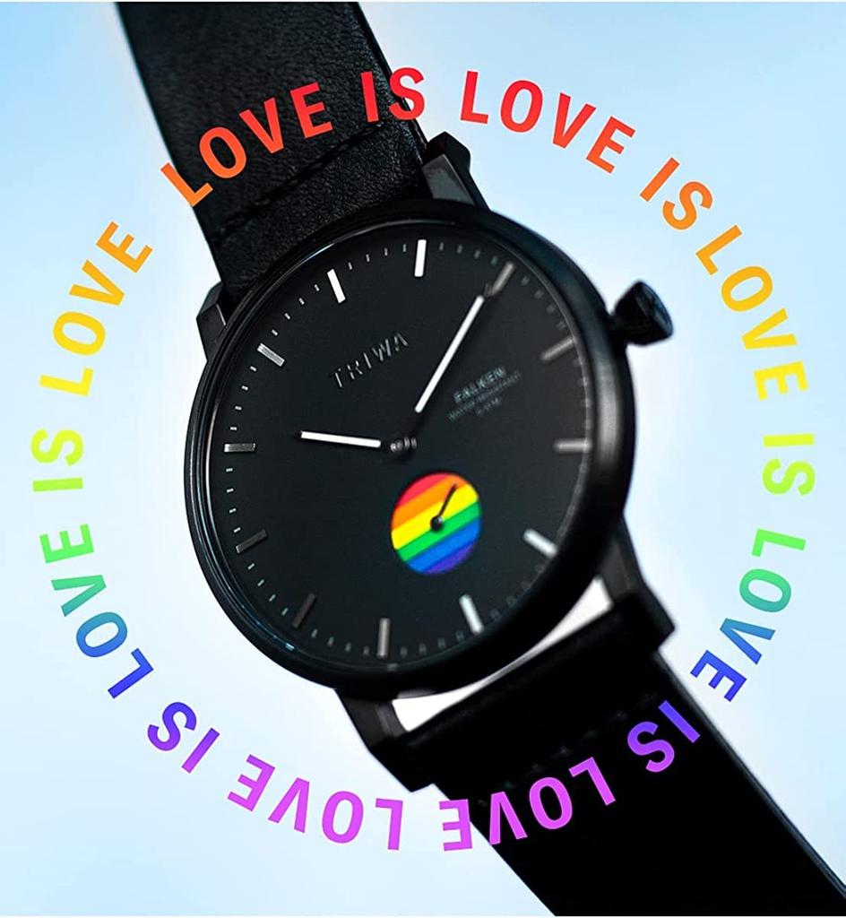 Черный Радужный Телячья кожа Серебристо-белый FALKEN Шведский Скандинавский Дизайн TRIWA/TRIWA Мужской и Женский (унисекс) Часы, & Ремешок, Корпус, Циферблат,