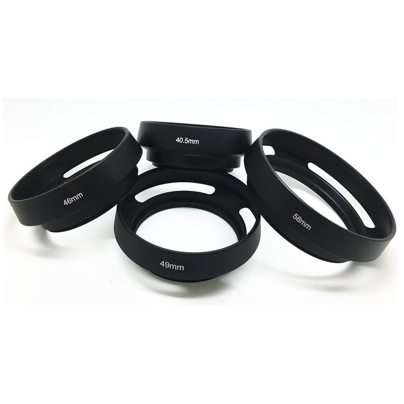 1PCS 40.5 43 46 49 52 55 58 62 67mm Black Vented Curved Metal camera lens Hood for Leica M for Pentax for canon Sony for Olympus