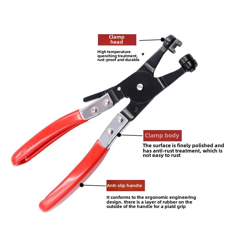 210мм Зажимной съемник Фиксирующие плоскогубцы для хомутов автомобильных шлангов Шланг водяной трубы Инструмент кольцевого типа с плоской лентой для сада Автомобильные инструменты для снятия