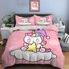 Cute Cartoon Unicorn Print Bedding Set Duvet Cover 1 Duvet Cover 2 Pillowcases Adult And Kids Bedding Set Luxury Holiday Gifts