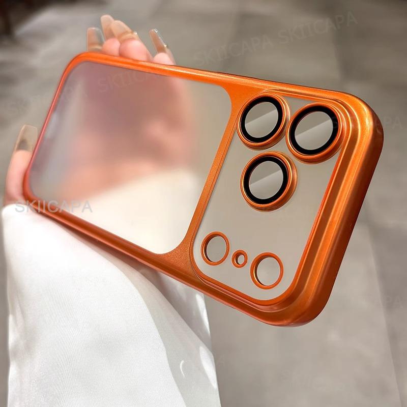 17 Case For Frosted Translucent Iphone 17 Pro Max Full Lens Protection Shockproof Plating Frame Back Cover For Iphone Air 17pro