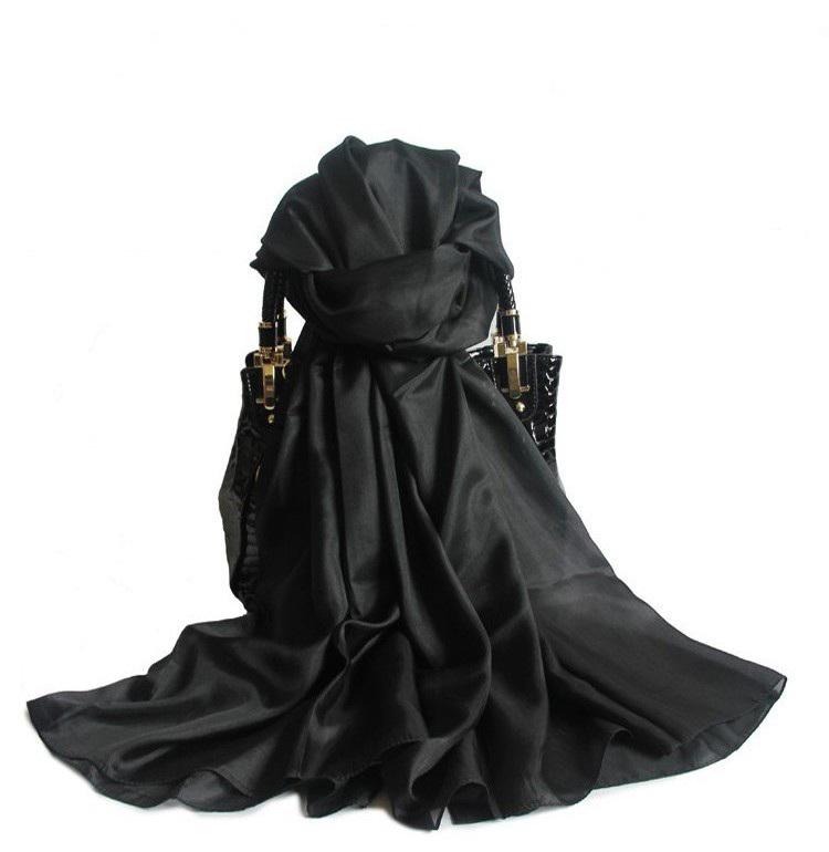 [BYSIFA] Женский металлический серый шелковый шарф-шаль 180*110 см Дизайн оверсайз Женские шарфы Накидки Летние солнцезащитные шали Черный Розовый