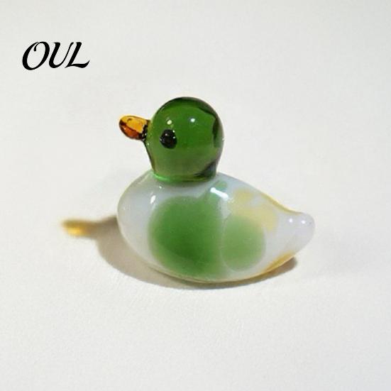 Glass Duck Figurine Green Head Figurine, Cute Mandarin Ornament for Car Healing Room Decoration Desk Decor, Miniature Animal Statue Home And