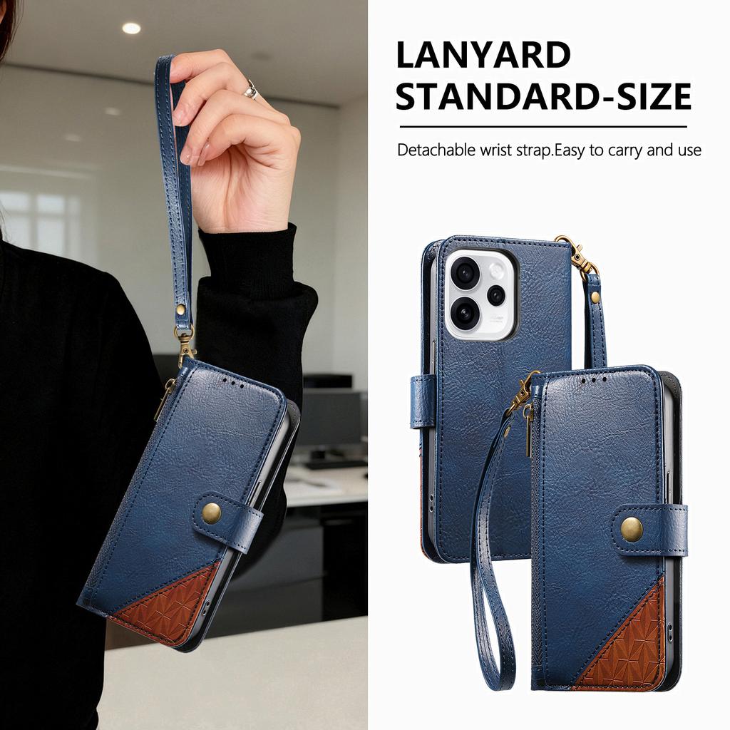 Leather Wallet Flip Case for Samsung Galaxy A17 A16 A15 A14 A13 A12 A07 A06 A05 A05S A04S Phone Cover Detachable Wrist Strap