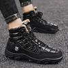 Зимние мужские высокие сапоги, кожаные зимние ботинки, нескользящая повседневная обувь