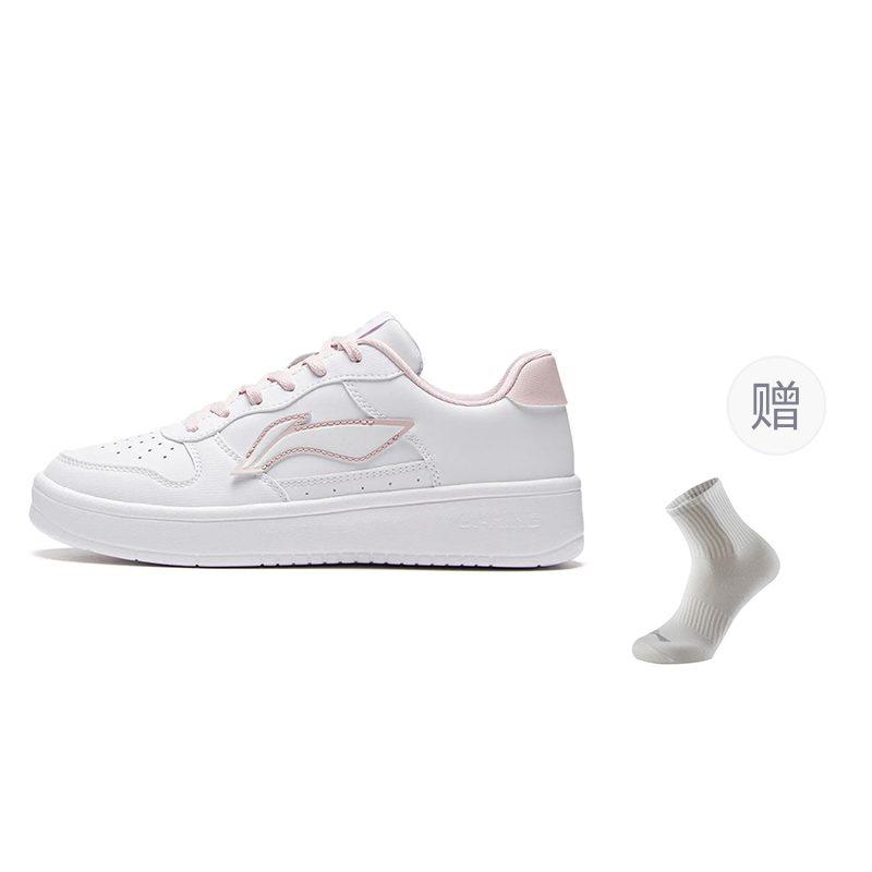 Li Ning Понтоны Низкие Кеды для Скейтборда Женские Белые Розовые AGCS420-5