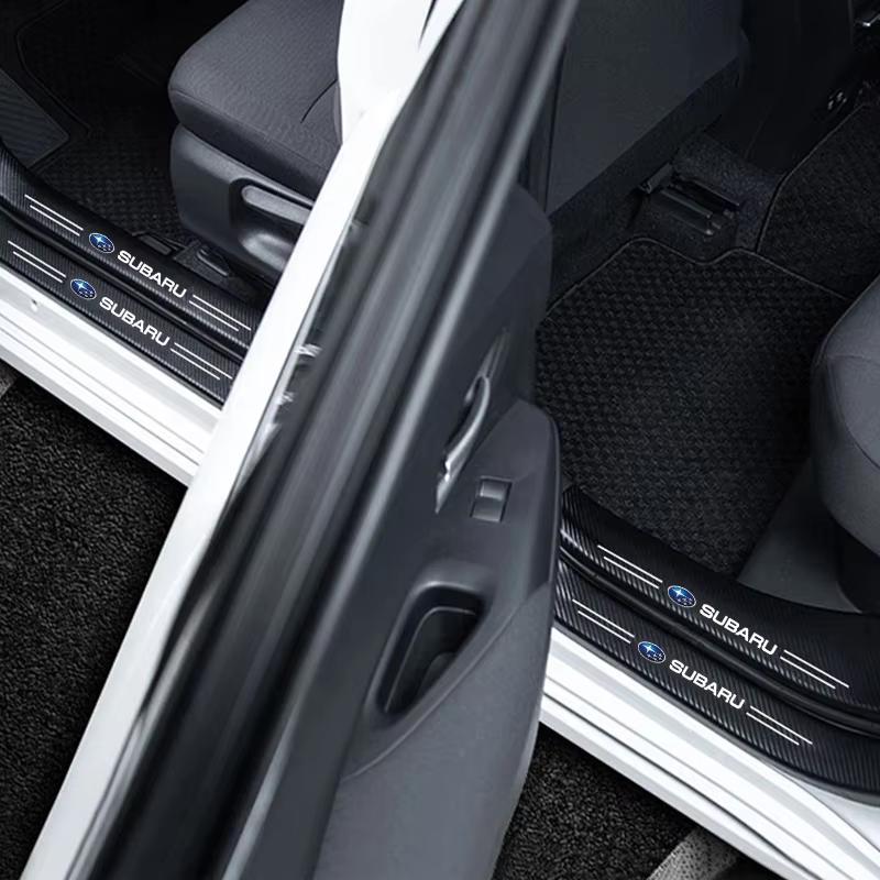 1/4/5Pcs Car Door Sill Plate Sticker Anti-scratch Decals For Subaru STI XV Forester BRZ Smart Crosstrek Legacy Levorg Mpreza WRX bb1