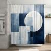 Modern Blue White Shower Curtain Rectangular Waterproof Bath Mat Decorative Room Divider for Home Large Size 180x240cm (White, M