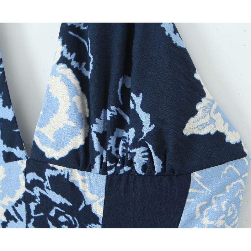 Kaslead New Women Clothes Western Style Print Neck Collar Midi Dress 8173555