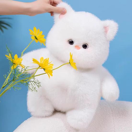 Плюшевая кукла-кошка средней серой расцветки - Мягкий и уютный домашний декор