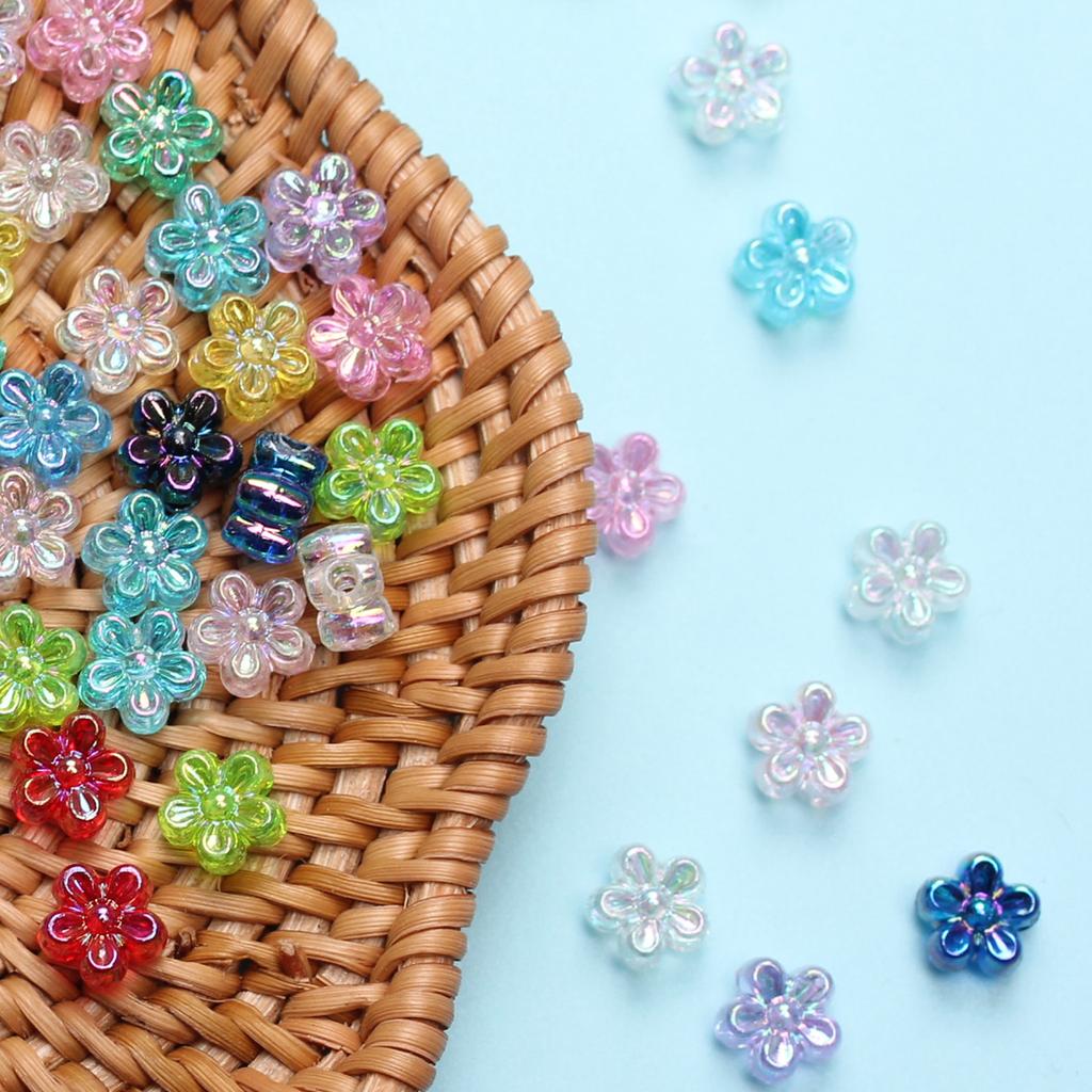 Высококачественные аксессуары ручной работы Бусины-разделители 7 мм Браслет Ожерелье Свободные 200 шт. AB Покрытие DIY Бусины с цветком сливы для изготовления ювелирных изделий Акрил