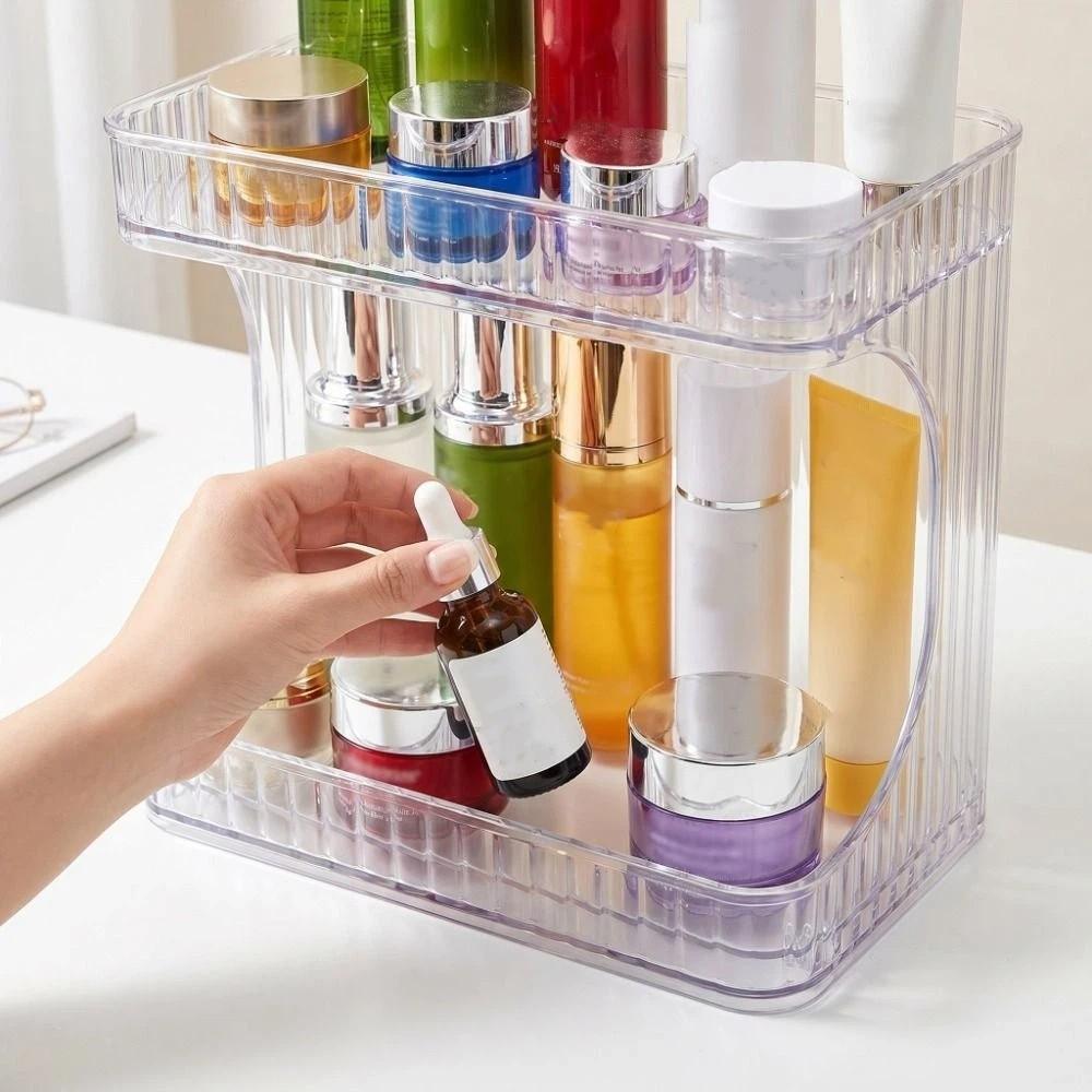 Large Capacity Bathroom Organizer Transparent Kitchen Storage Box Desktop Storage Shelf Bathroom