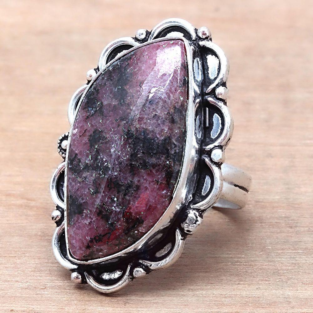 Rhodonite Gemstone Handmade Silver Jewelry "9"