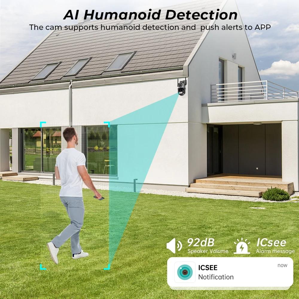 8-мегапиксельная 4K Wi-Fi камера с двумя объективами Ai, автоматическое слежение, водонепроницаемая камера видеонаблюдения, полицейская световая сигнализация, IP-камера